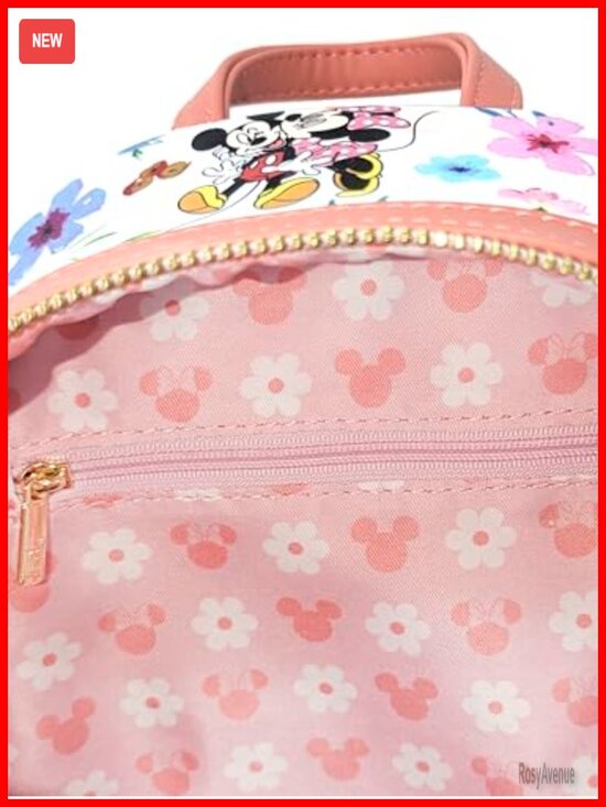 Loungefly Disney Mickey Minnie Floral Mini Backpack Faux Leather